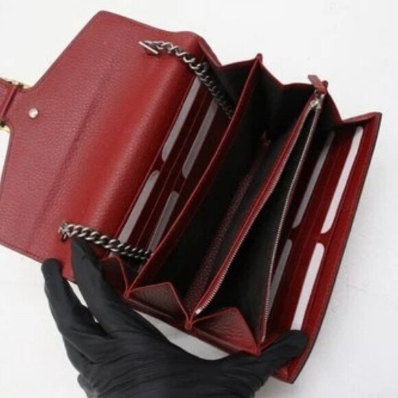 GUCCI Dionysus Mini Red Clutch 401231 496334 w/ Silver Chain Strap - Picture 12 of 15